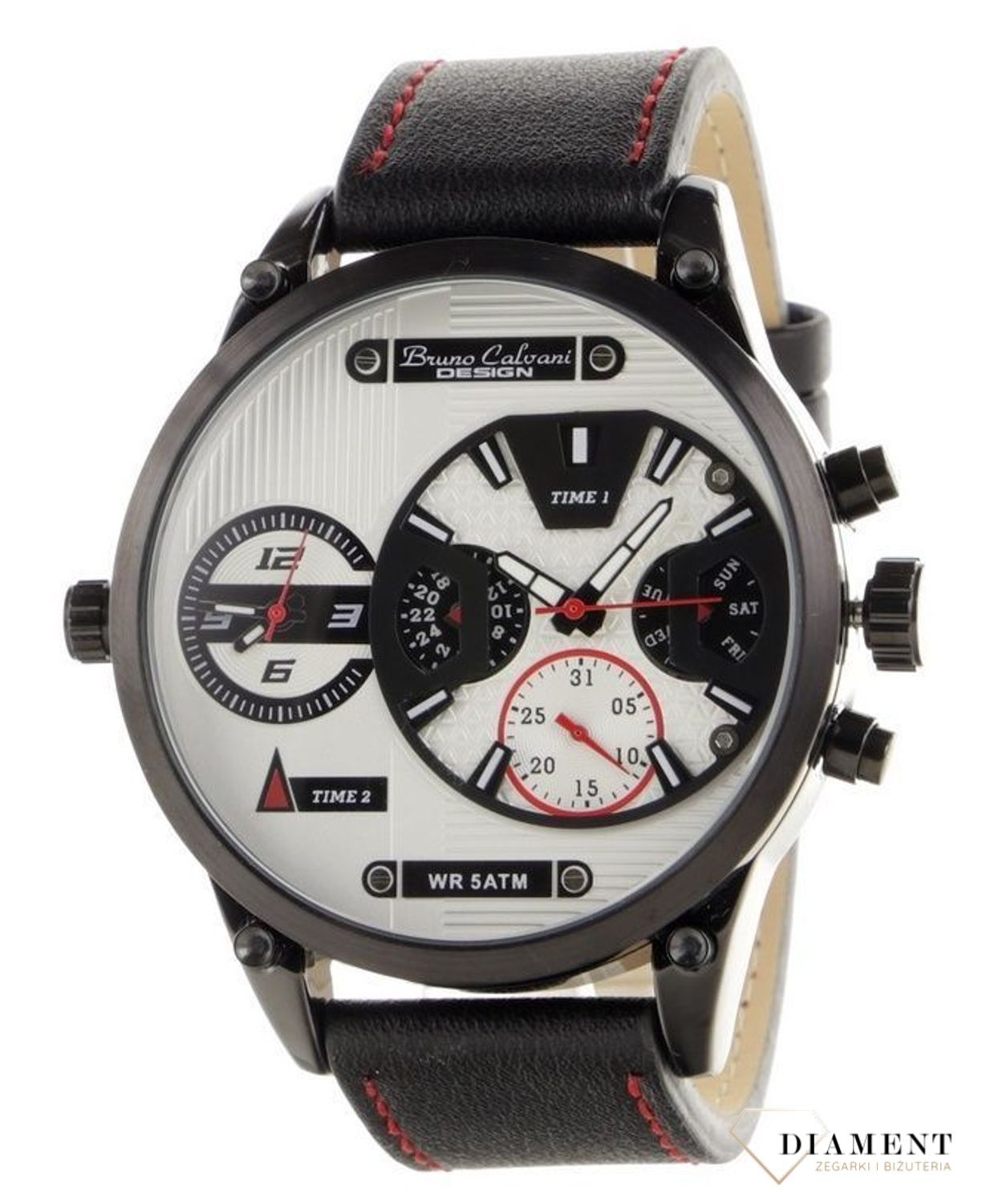 Zegarek męski BRUNO CALVANI na czarnym pasku BC1381 BLACK czarny pasek.jpg